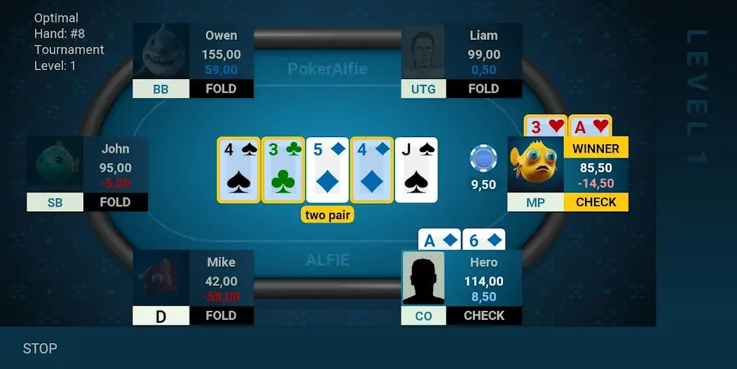 Скачать Offline Poker AI - PokerAlfie [Взлом Много денег] APK на Андроид