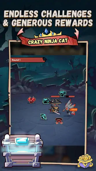 Скачать Crazy Ninja Cat - Idle Arena [Взлом Бесконечные монеты] APK на Андроид