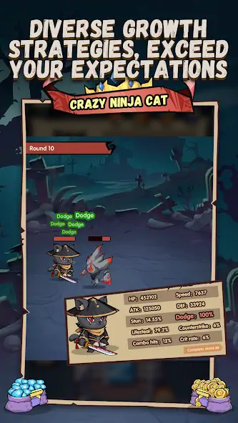 Скачать Crazy Ninja Cat - Idle Arena [Взлом Бесконечные монеты] APK на Андроид
