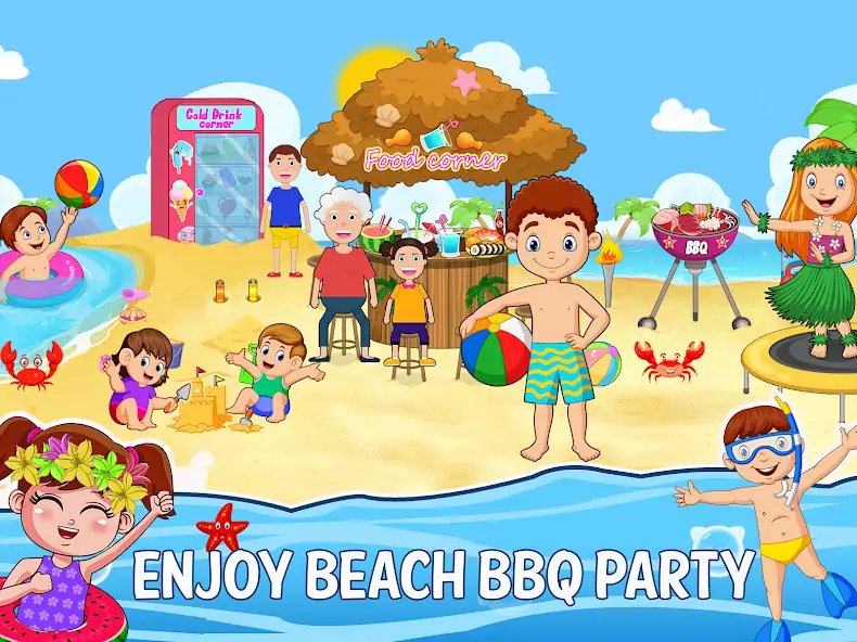 Скачать Мини Городок: пляж пикник игра [Взлом Много монет] APK на Андроид