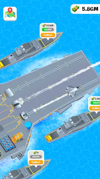 Скачать Idle Aircraft Carrier [Взлом Бесконечные монеты] APK на Андроид