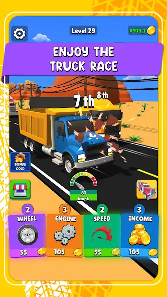 Скачать Idle Truck Racing : Cybertruck [Взлом Бесконечные деньги] APK на Андроид