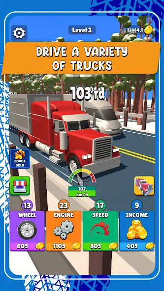 Скачать Idle Truck Racing : Cybertruck [Взлом Бесконечные деньги] APK на Андроид