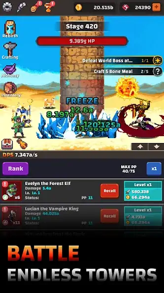 Скачать Tower Quest: Pixel Idle RPG [Взлом Много монет] APK на Андроид