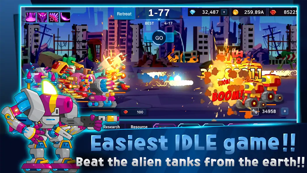 Скачать Mini Robot Tank : idle [Взлом Бесконечные монеты] APK на Андроид