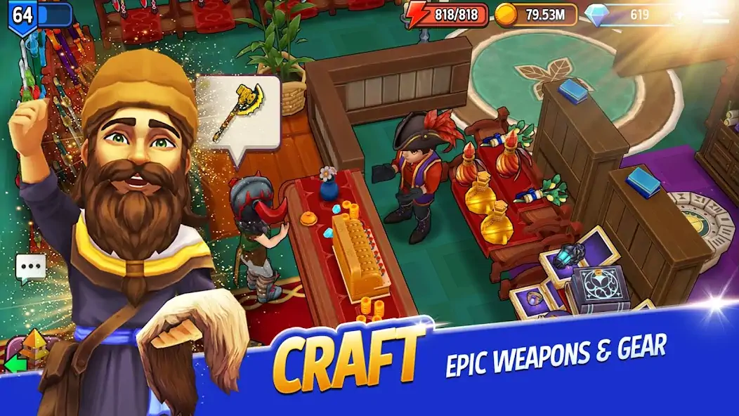 Скачать Shop Titans: RPG Idle Tycoon [Взлом Много денег] APK на Андроид