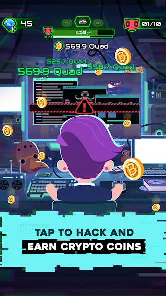 Скачать Hacking Hero: Hacker Clicker [Взлом Бесконечные монеты] APK на Андроид