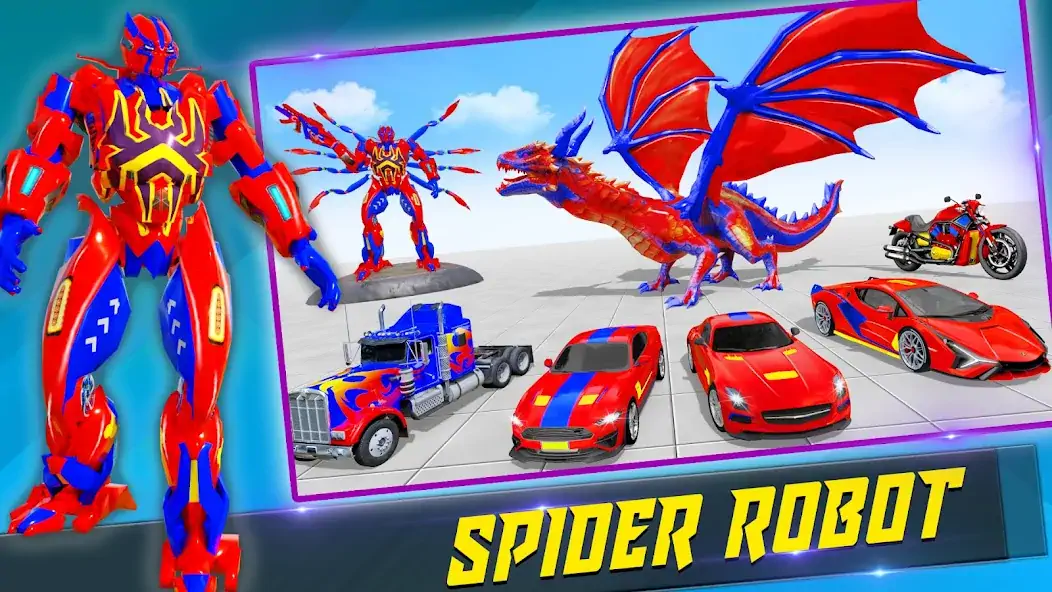 Скачать Spider Robot: Robot Car Games [Взлом Бесконечные монеты] APK на Андроид