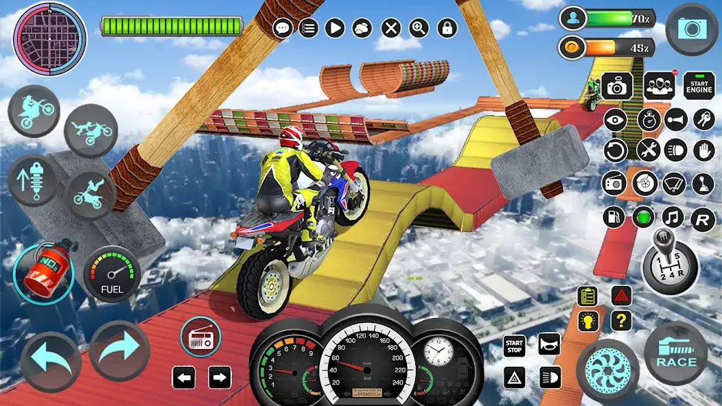 Скачать мега пандус мотоцикл трюки [Взлом Бесконечные деньги] APK на Андроид