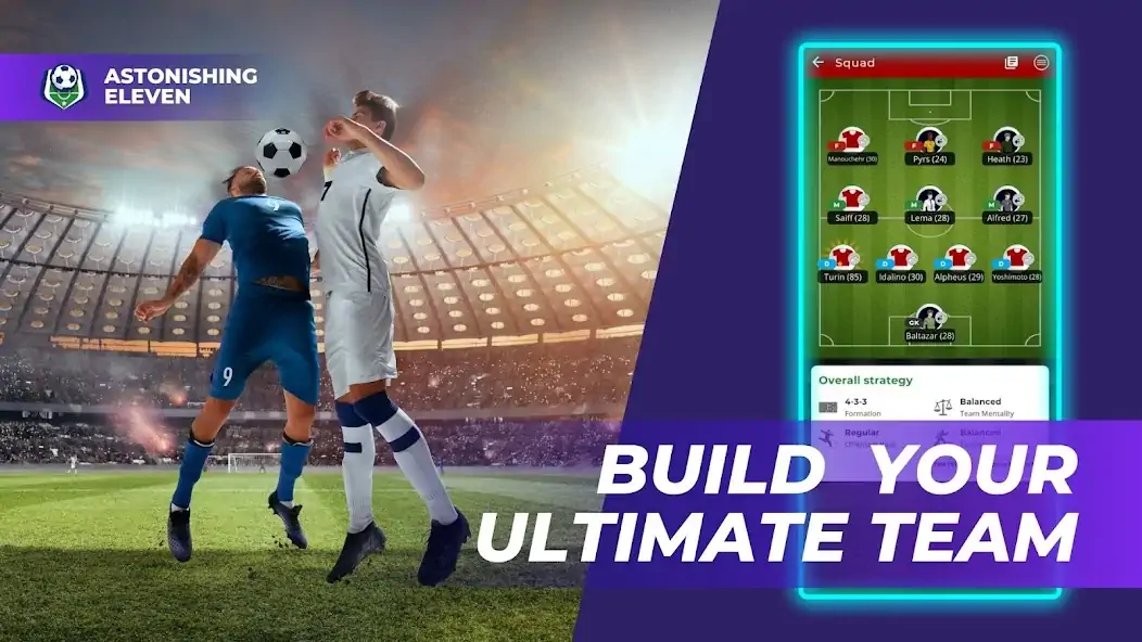 Скачать Astonishing Eleven Football [Взлом Бесконечные деньги] APK на Андроид