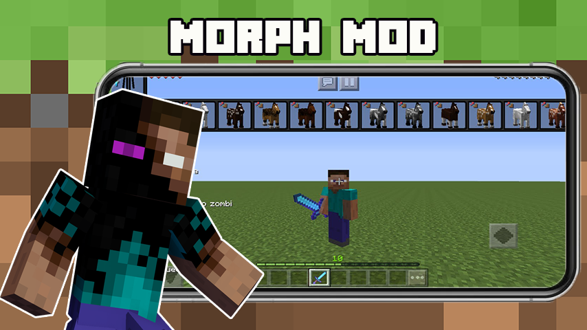 Скачать Morph Mod for Minecraft PE [Взлом Бесконечные деньги] APK на Андроид