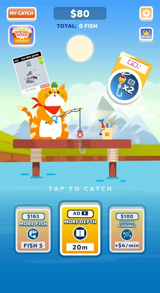 Скачать Idle Furry Fishing! [Взлом Много монет] APK на Андроид