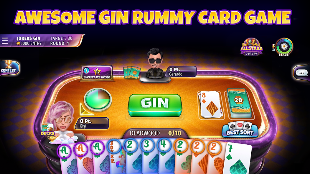 Скачать Gin Rummy Stars - Card Game [Взлом Бесконечные монеты] APK на Андроид