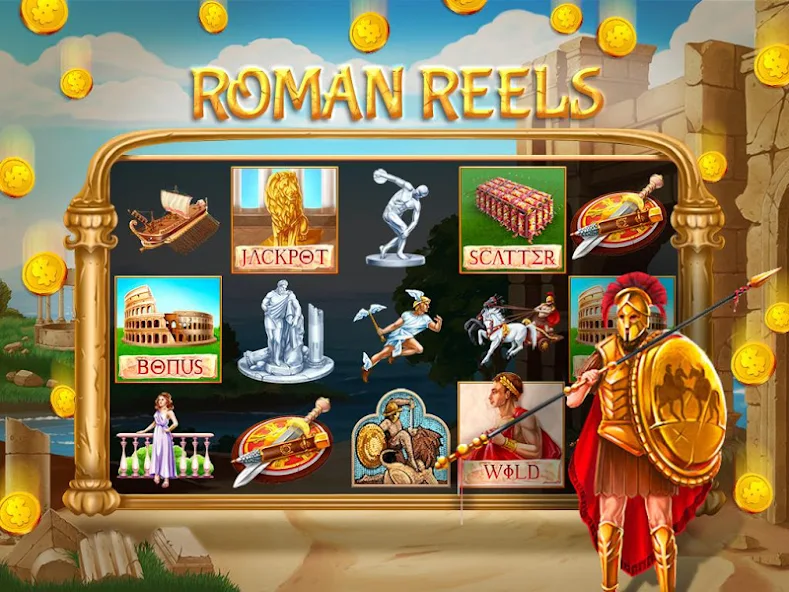 Скачать Rome Slots Casino Machine [Взлом Много монет] APK на Андроид