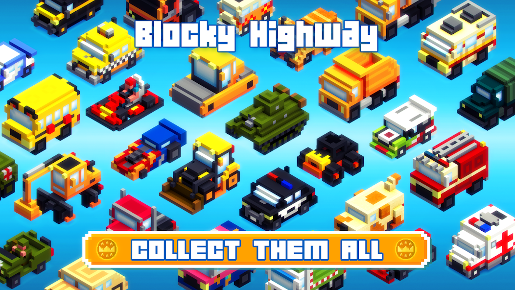 Скачать Blocky Highway: Traffic Racing [Взлом Бесконечные монеты] APK на Андроид