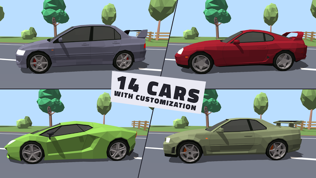 Скачать Polygon Drift: Traffic Racing [Взлом Бесконечные монеты] APK на Андроид