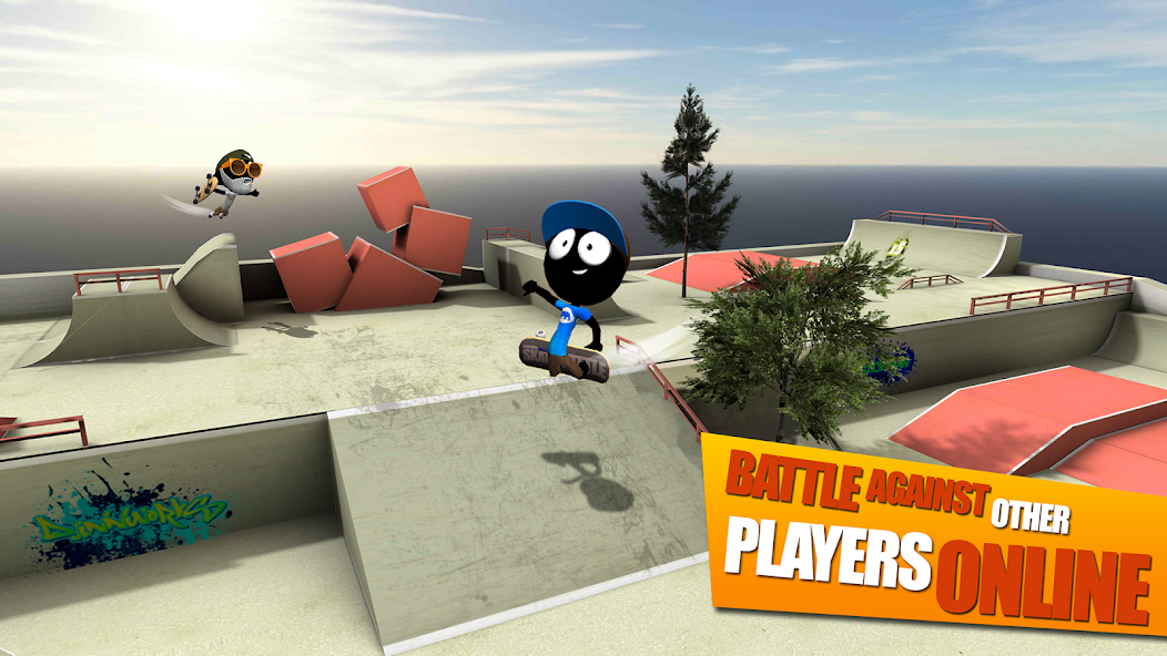 Скачать Stickman Skate Battle [Взлом Много денег] APK на Андроид