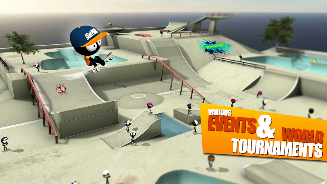 Скачать Stickman Skate Battle [Взлом Много денег] APK на Андроид