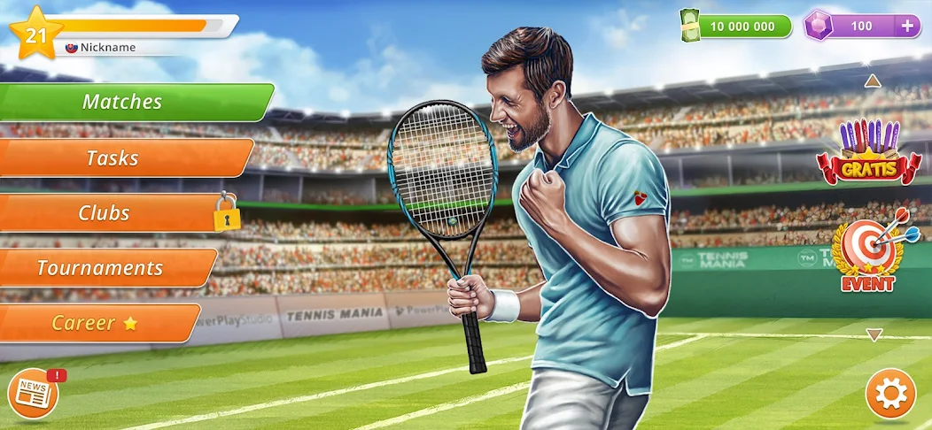 Скачать Tennis Mania Mobile [Взлом Бесконечные деньги] APK на Андроид